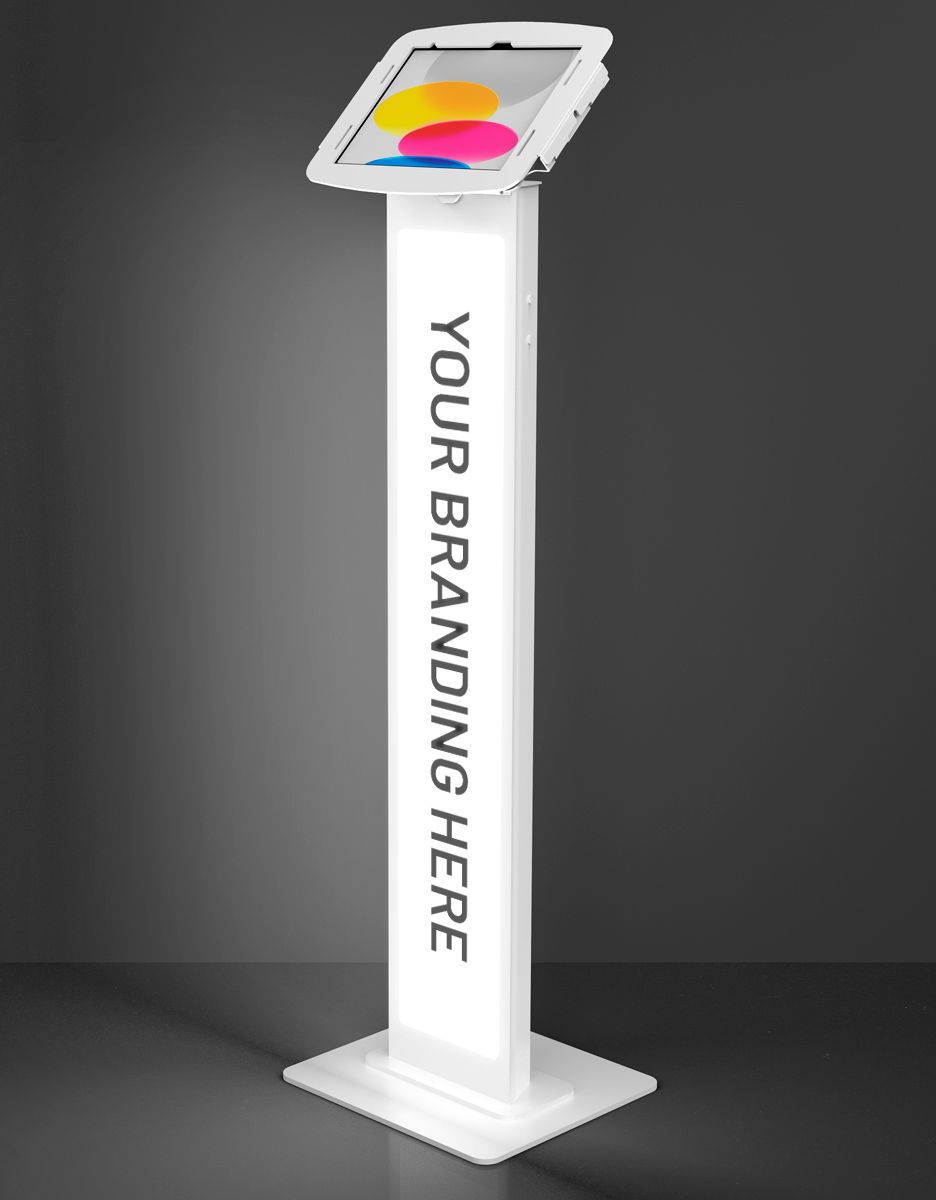 Tablet Floor Stand with Brandable Lighting Panel